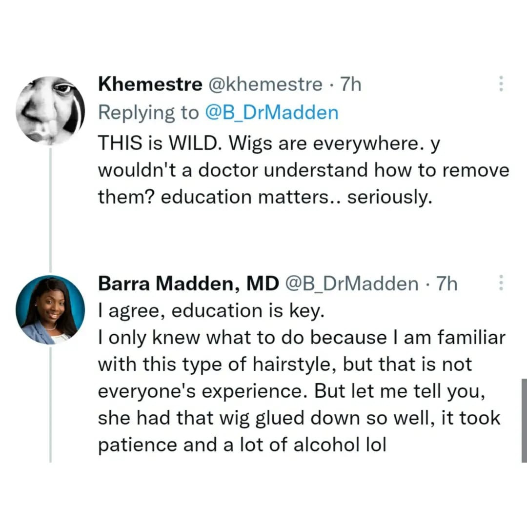 Doctor recounts how the metals on a lady's semi-permanent wig frustrated doctors who were to carry out a major scan on her 5