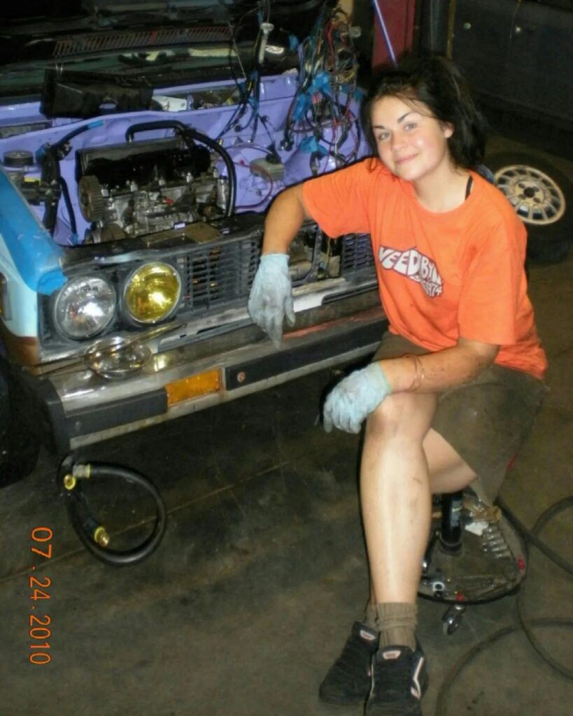 Younger Faye in 2010 during her first motor build - Thrill NG