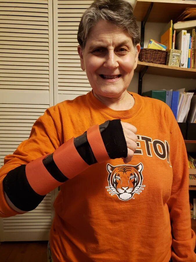 Abby Rubenfeld dresed in Tigers football team jersey - Thrill NG