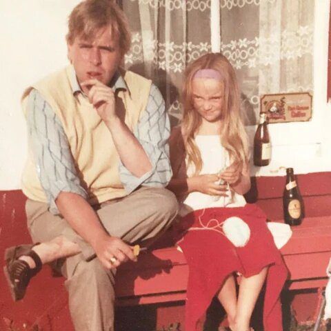 Young Pascale Spall and her father Timothy Spall 