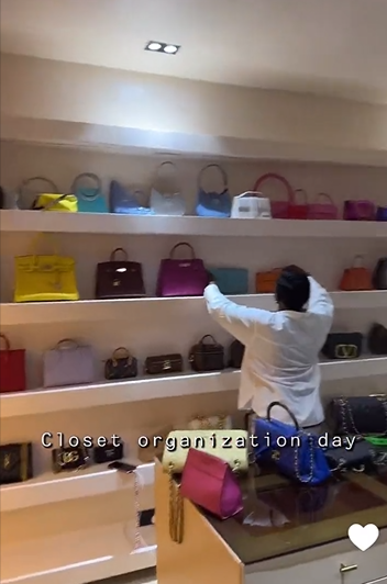 Reality TV star, Mercy Eke, has caused a stir online as she shows off her huge shoe and bag closet.